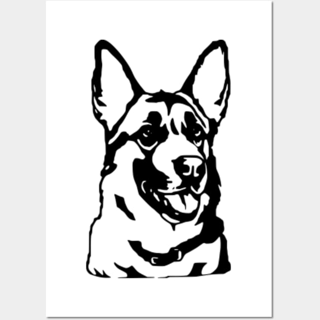 Cute German Shepherd Dog Stencil SVG - German Shepherd - Posters and